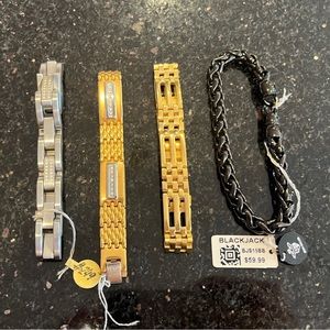 Black jack stainless steel bracelet bundle. 4 bracelets.